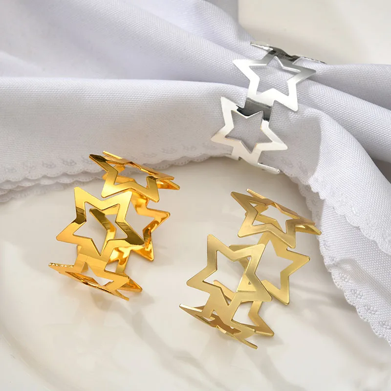 1Pcs Napkin Rings Holder Metal Hollow Star Props Decor For Hotel Wedding Party Events Dining Table Accessories Home Decoration