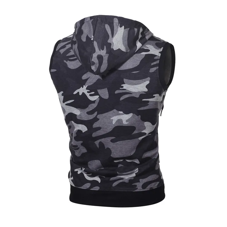 Spring Summer Sporting Hoody Male Joggers Sportswear Vest Men Sleeveless Sweatshirt Hoodies Military Camouflage Hooded Tank Top