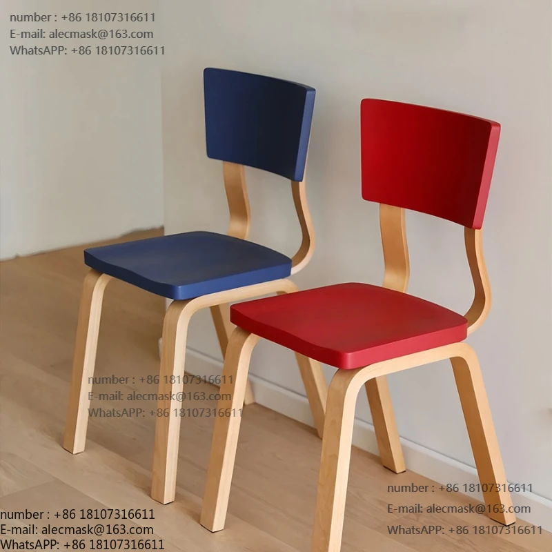 

Nordic medieval solid wood dining chair household small apartment back chair modern simple designer dopamine