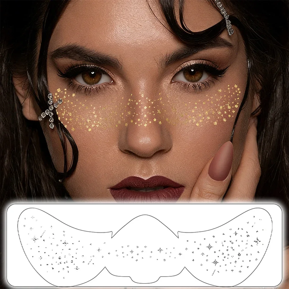 Silver Fake Freckles Stickers for Women Metallic Glitter Temporary Tattoo Stickers for Face Makeup Party