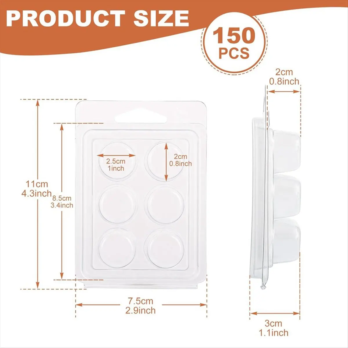 

【БЕСПРОДАЖА】150 упаковок форм для расплава воска, прозрачный пустой пластиковый контейнер круглой формы с 6 полостями (круглый)