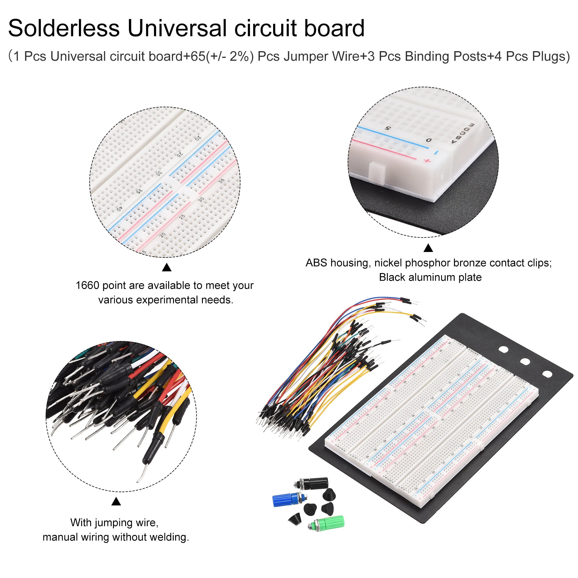 uxcell Breadboards Kit 1660 Point Solderless Breadboards Set for Proto Shield and Testing1 Set