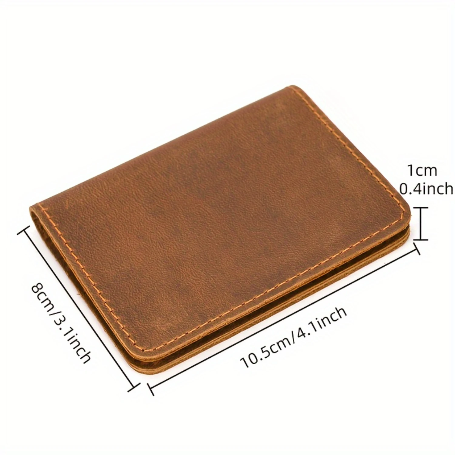 Light Brown Crazy Horse Leather Passport Cover Wallet - Slim, Lightweight, ID Window, Retro Style, Polyester Lining, Perfect for