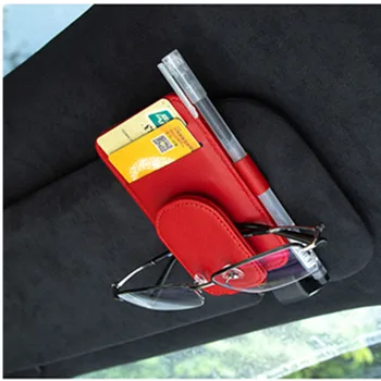 Creatieve auto-interieur lederen autobril clip multifunctionele zonnescherm opslag clip zonnebril clip