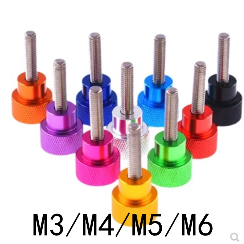 3-5PCS Aluminum Thumb Screw  M3 M4 m5 m6 colourful staniless steel thread Hand tighten Thumb Screws