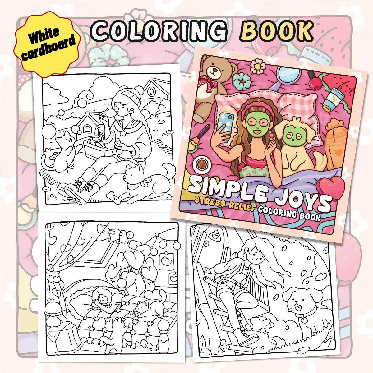 Adult Coloring Book Simple Bold Styles Home Relaxing Time Stress Relief Parent Child Interactive Creativity Enhancing Easy C