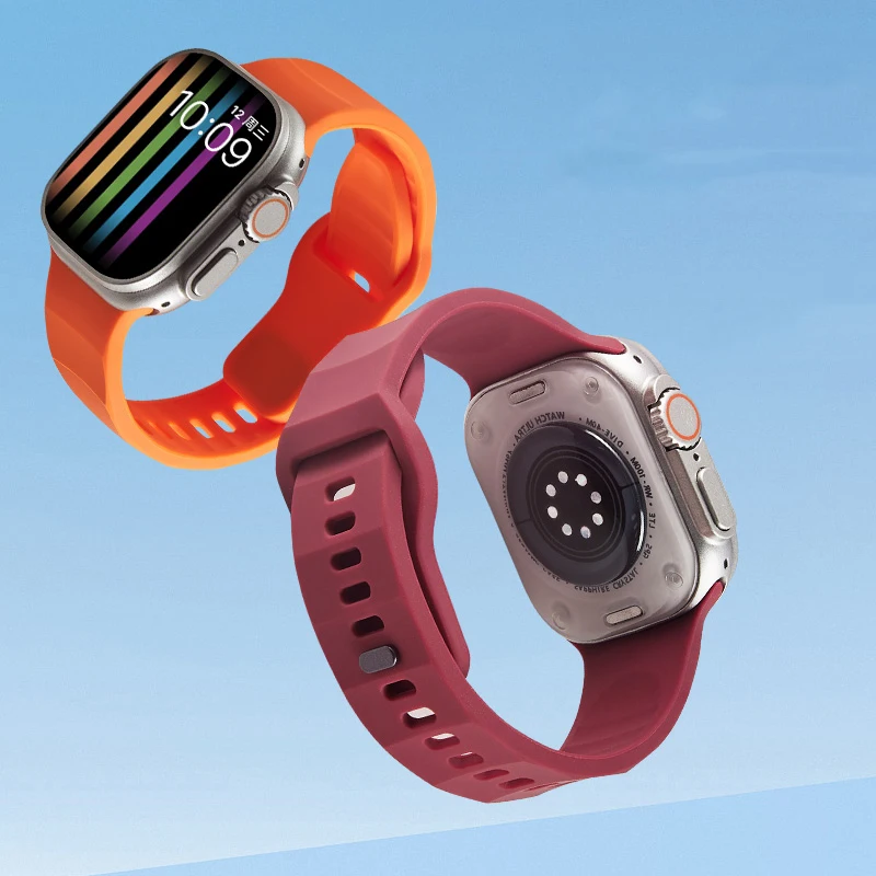 Silikonowy pasek do Apple Watch 44mm 45mm 42mm 41mm 40mm 38 49 zapasowa opaska dla iwatch serii 9 4 5 Se 6 7 8 Ultra2