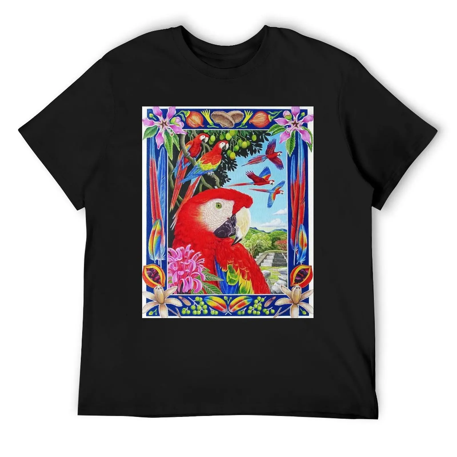 Scarlet Macaws of Copan, Julia Page T-Shirt summer top rapper graphic tees Men's t-shirts