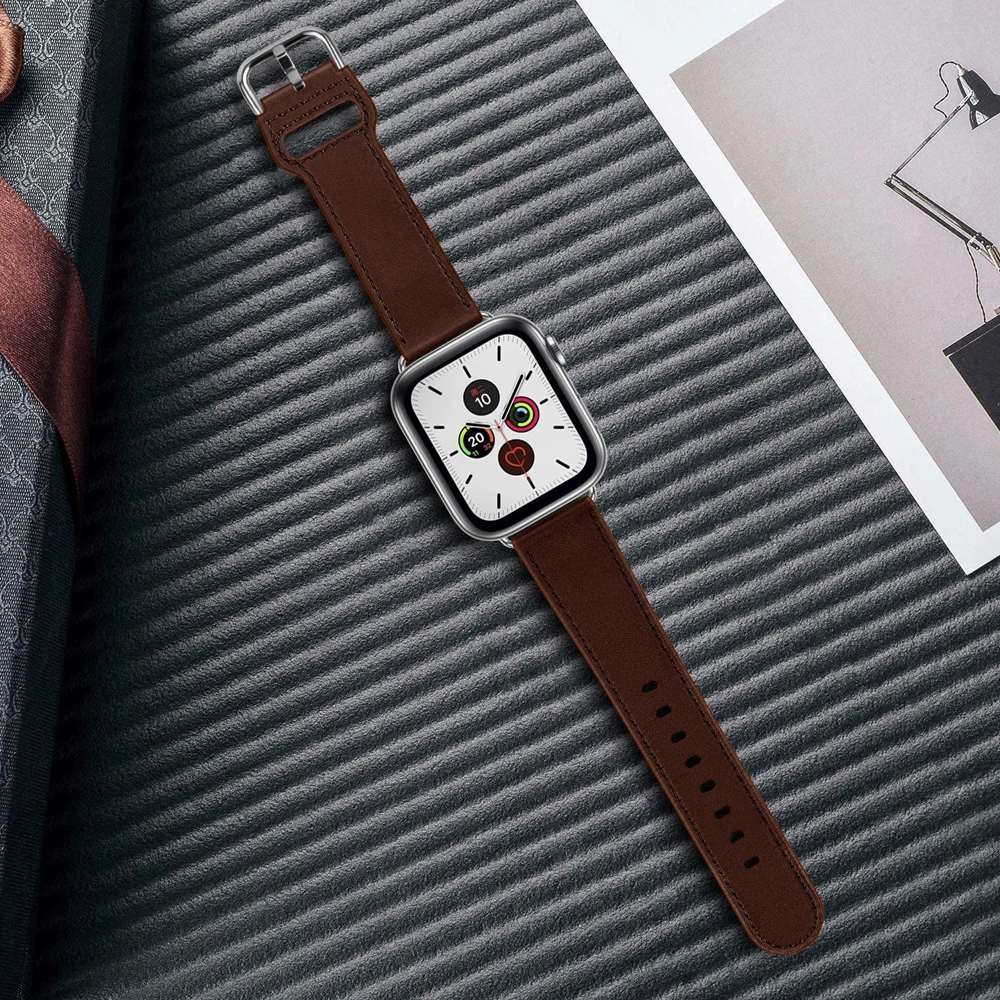 Leather Colorful Strap For Apple watch 44mm 45mm 42mm 41mm 40mm 38mm Wristband Bracelet For iWatch series 3 4 5 6 SE 7 Band