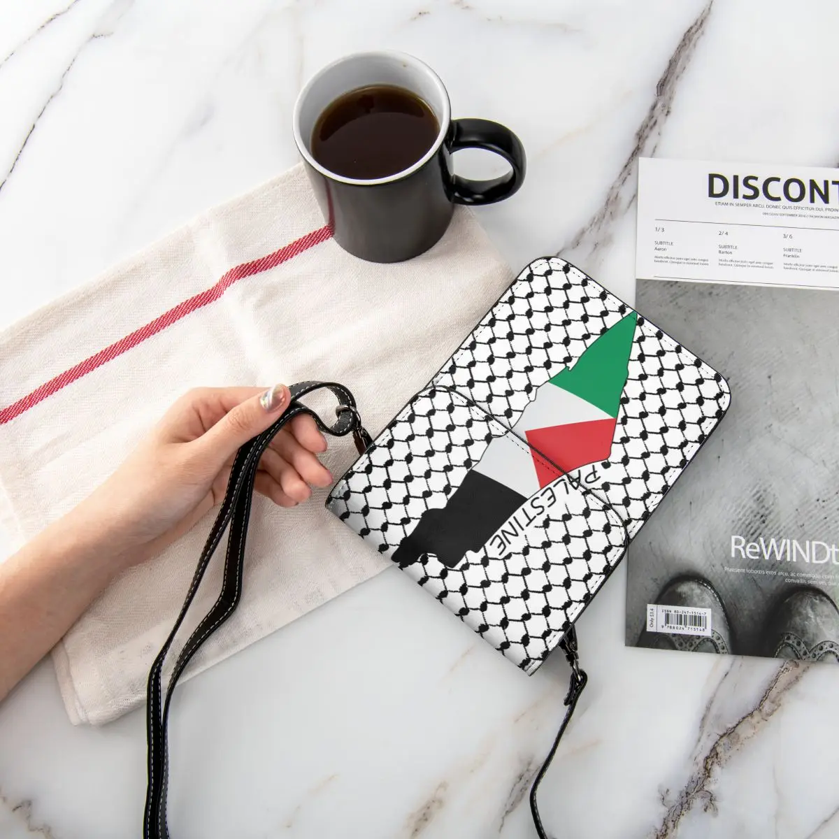 Palestine Flag Map Shoulder Bag Kufiya Hatta Bulk Vintage Mobile Phone Bag Leather School Female Bags