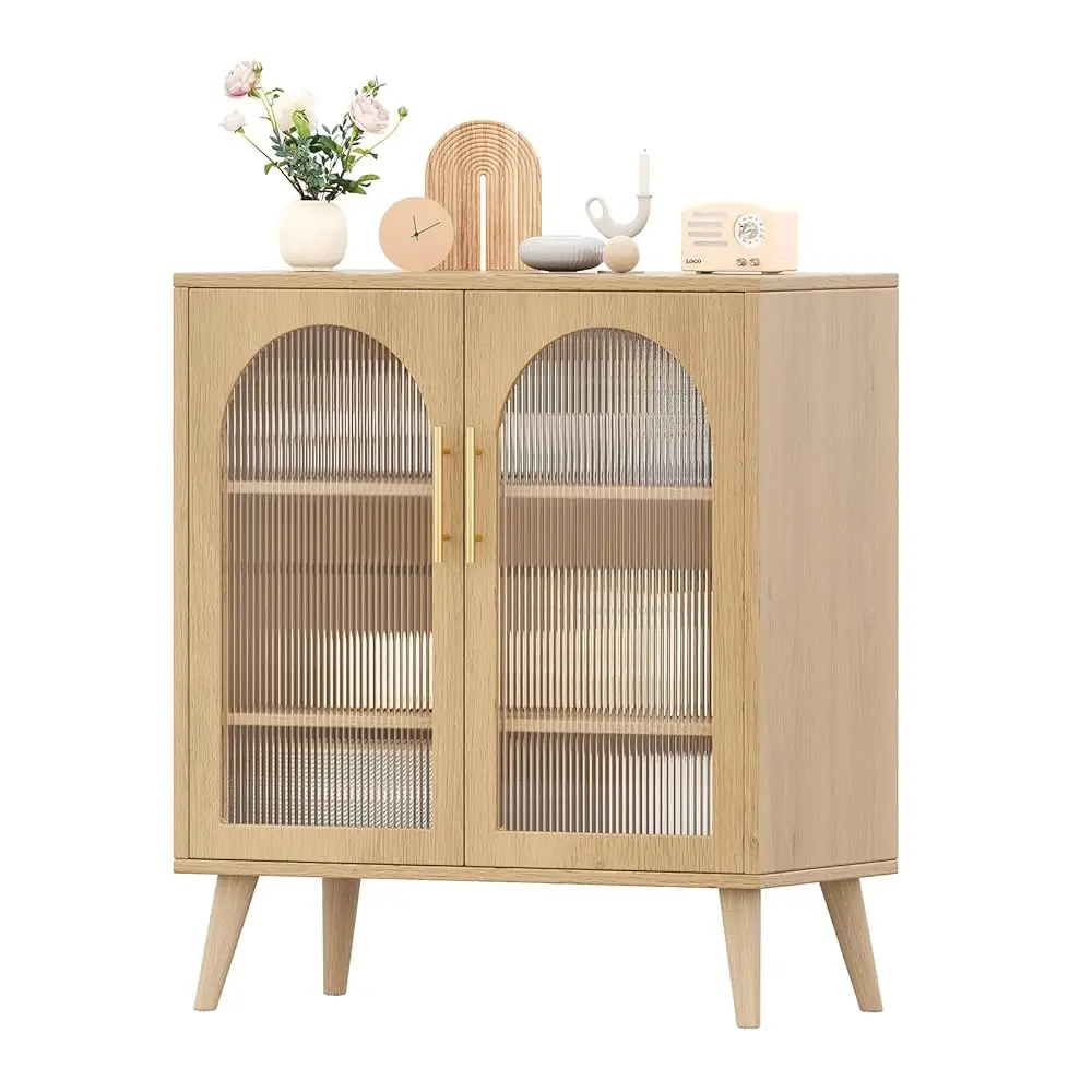 

Accent Storage Cabinet With Acrylic Glass Doors, 29.5"" Modern Sideboard Buffet Cabinet, Bathroom Floor Console With Storage,