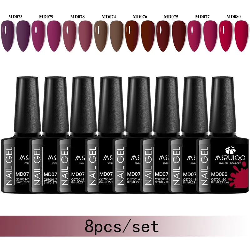 8 قطعة جيل للأظافر مجموعة طلاء الأظافر الأزرق الوردي مسمار الفن طويلة الأمد اللوحة UV LED هلام قاعدة معطف فوقي DIY بها بنفسك مانيكير مستلزمات الأظافر الورنيش #4