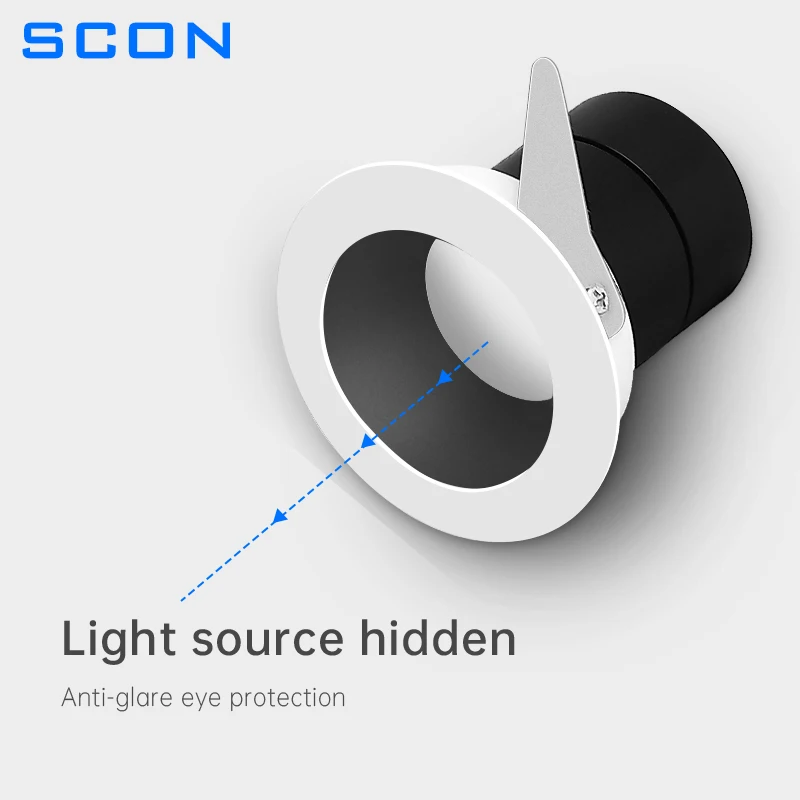 Imagem -04 - Scon Mini Downlight 5.5cm Buraco 5w Plafond Embeded Lâmpada de Lavagem Parede Foco Interior Iluminação Holofotes para Sala Estar Quarto 12 Peças