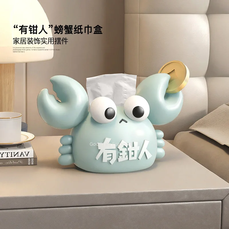 Cartoon Crab Tissue Box Decoration Table Home Cardboard Box Living Room End Table Ins Cream Style Napkin Box