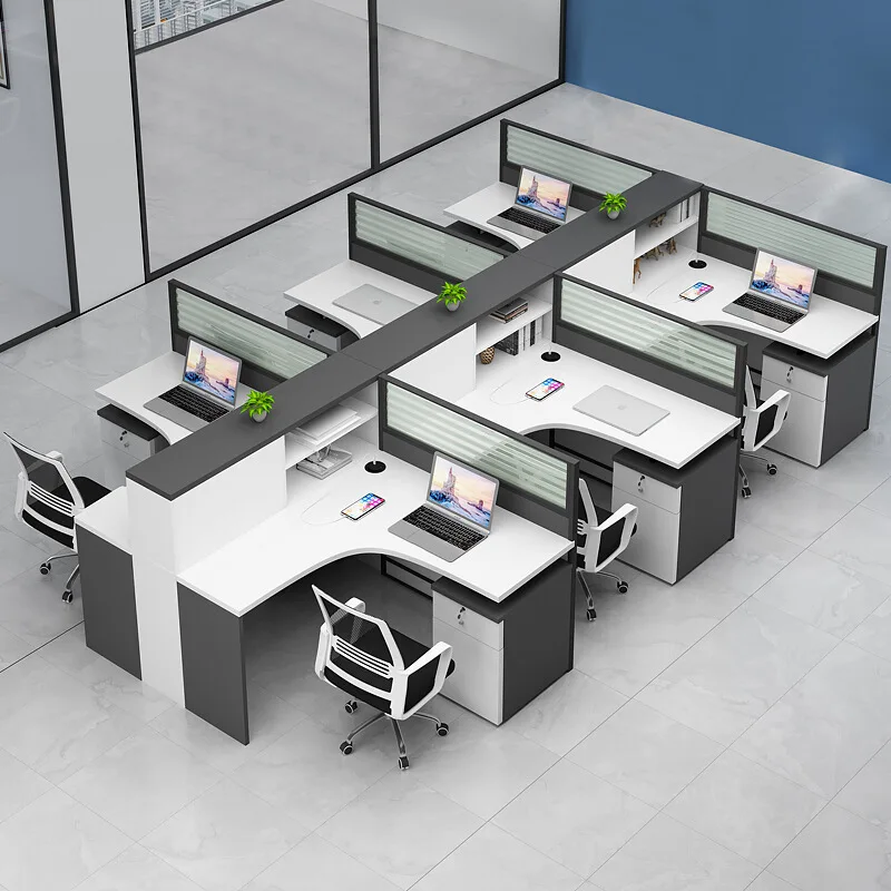 Bureau 6 personnes 4 personnes poste de travail financier écran carte espace bureau du personnel et chaise bureau combiné sous-bureau