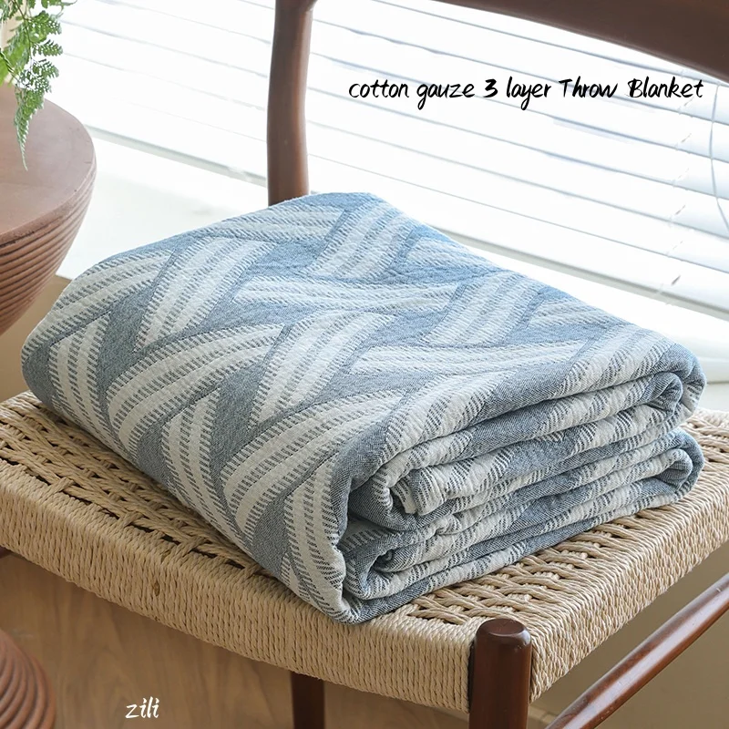 1pc Pure Cotton 3 Layer Gauze Blanket Single Size Bedsheet Soft Nap Blanket Home Decor Plaid Sofa Towel 200x230 Bedspread manta