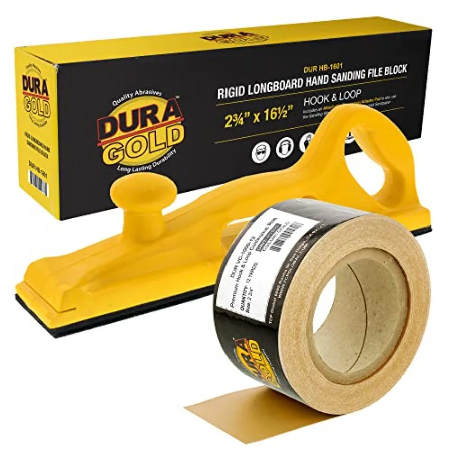 

Pro Series Rigid Longboard Hand Sanding File Block with Both Hook and Loop Backing and PSA Adapter Pad and 1000 Grit Sandpaper