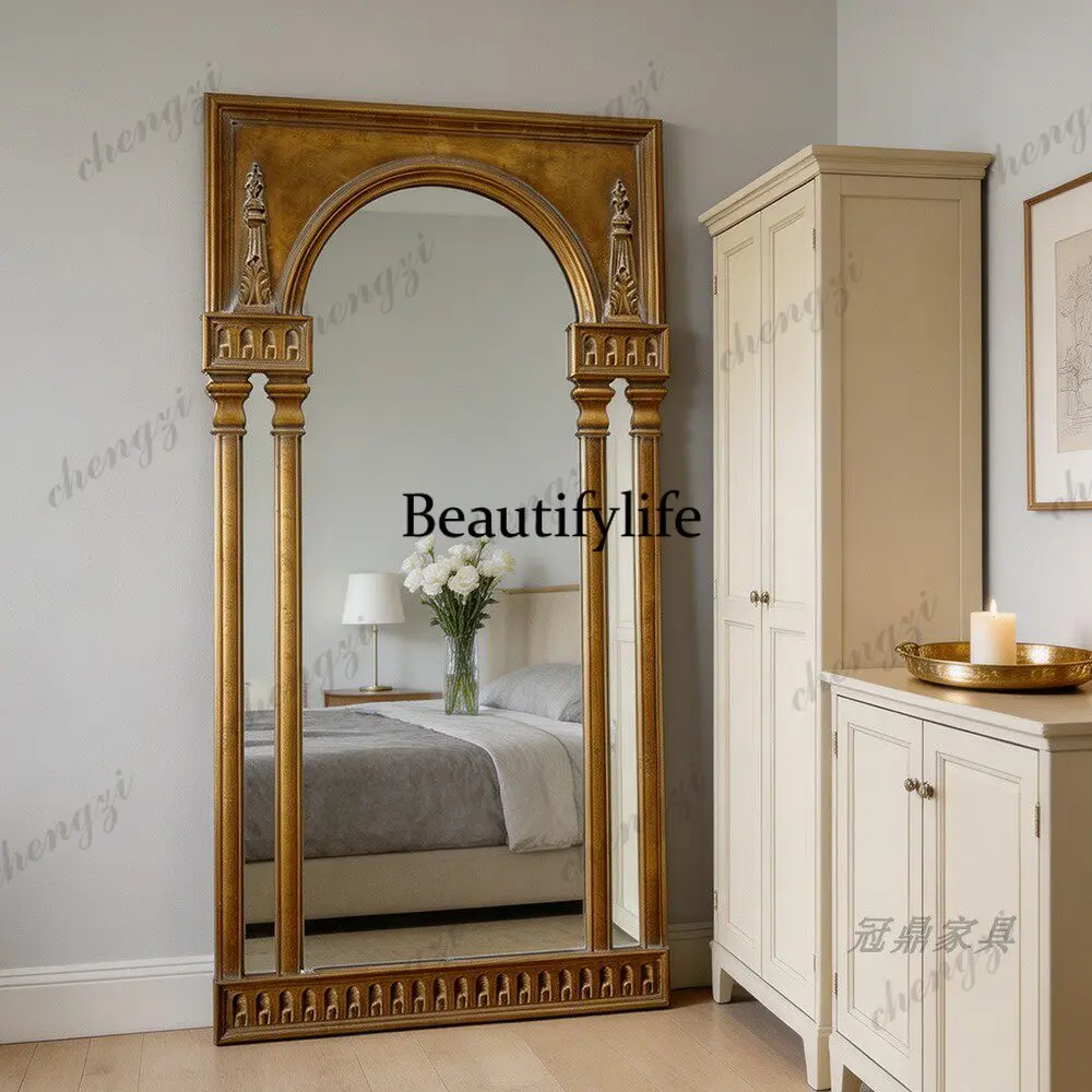French retro style living room old fitting mirror antique style home full body mirror American style