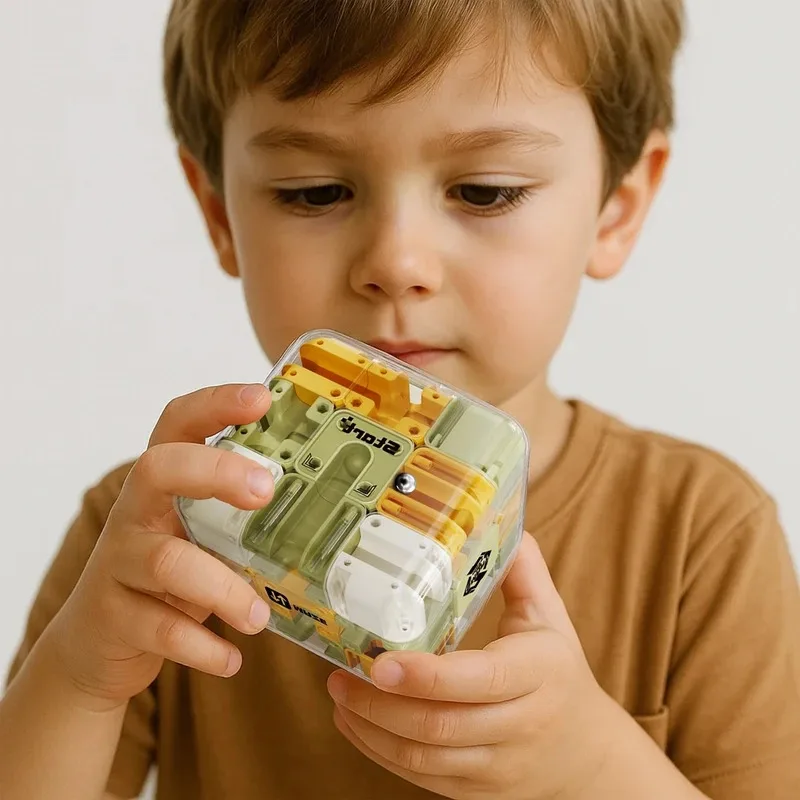 Labirinto transparente de seis lados cubo mágico 3x3 3d quebra-cabeça labirinto jogo cubos de velocidade labirinto brinquedos para crianças, brinquedos educativos das crianças