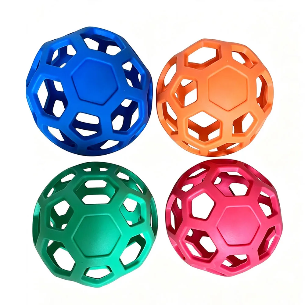 Dog Toy Hollow Ball, TPR Rubber Bouncy Ball, Durable Chew Resistant Interactive Toy for Small Medium Large Dogs-Random 2 PCS