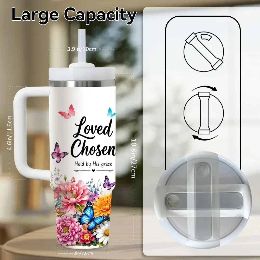 God Loves You Vacuum Flasks 40oz Thermal Stainless Steel Tumbler with Handle Straw Leakproof Mugorders for other colors will be shipped randomly in black or white