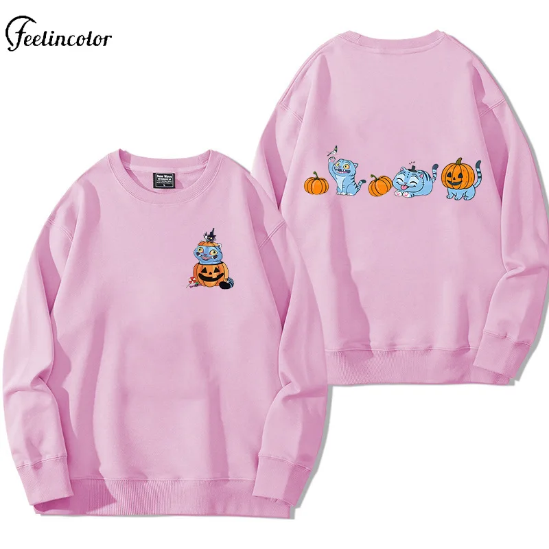 Halloween Kpop Demon Hunters Pumpkin Tiger Graphic Sweatsrhits Pink Maroon Autumn Winter Pullover Trick or Treat Oversized Hoodi