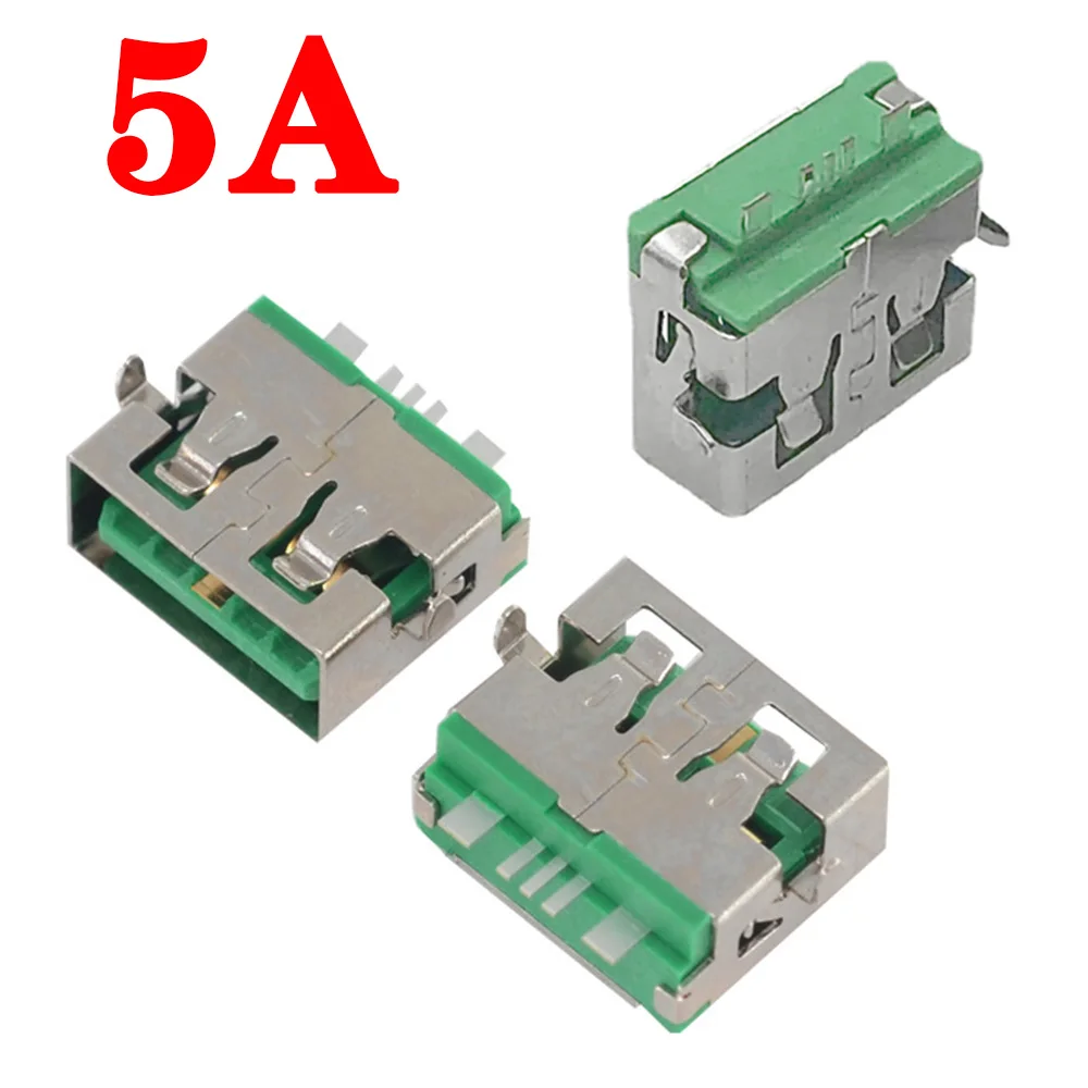 5-50PCS USB 5A High Current Female Seat 5PIN Sink Plate 1.9 USB A Type Female Fast Charging Socket Connector Port Jack 5P