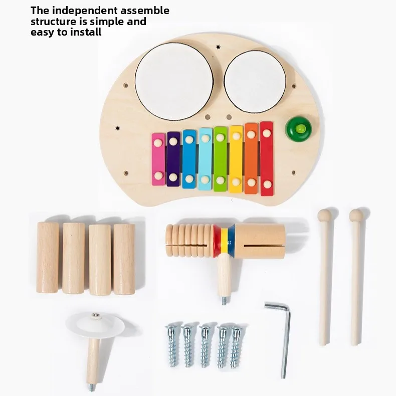 Juguetes de mesa musicales multifunción para bebés, instrumentos musicales de madera, juguetes para niños de 2 a 4 años, juguetes educativos para edades tempranas Montessori