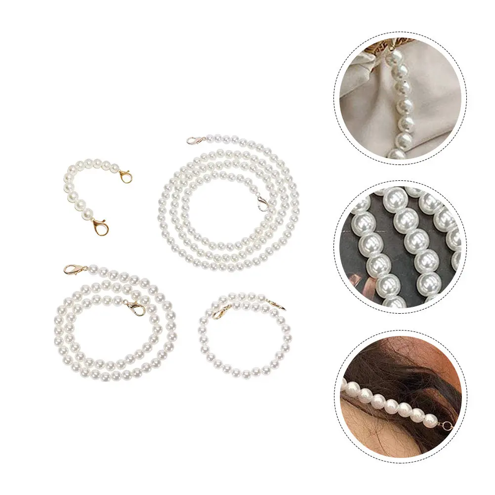 

4Pcs Crossbody Bag Chain Elegant Pearl Replacement Strap Decorative DIY Accessories for Shoulder Handbag Tote Bag