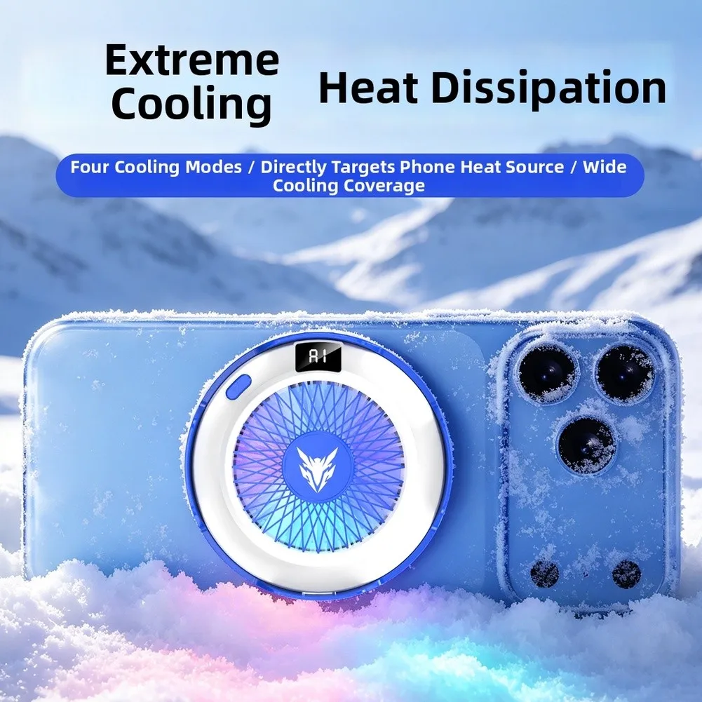 

Magnetic Back Clip Mobile-Phone Radiator With Smart Temp Control & RGB Light Magnetic Semiconductor Phone Cooler Attachment