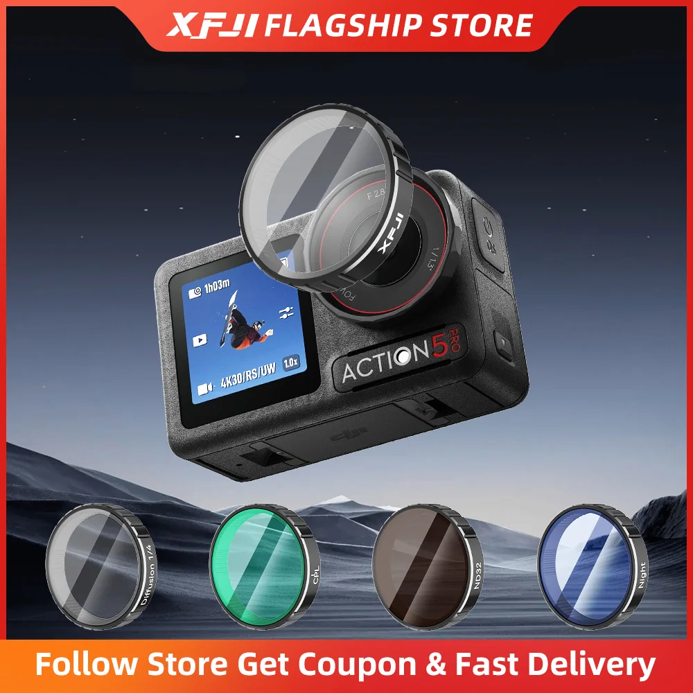 Filtro UV CPL XFJI per DJI Osmo Action 5 Pro 4 3, Accessori per Action Camera, Set Lenti ND, Telaio Protettivo in Lega di Alluminio