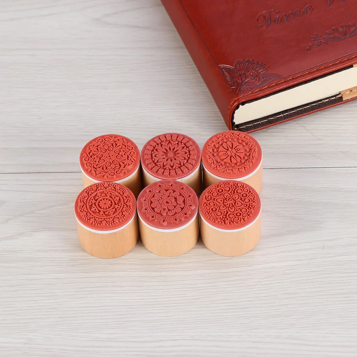 Circle Wooden Stamps Lace Pattern Seals Used for Christmas Gift Decoration Wooden Rubber Stamps ( -01)