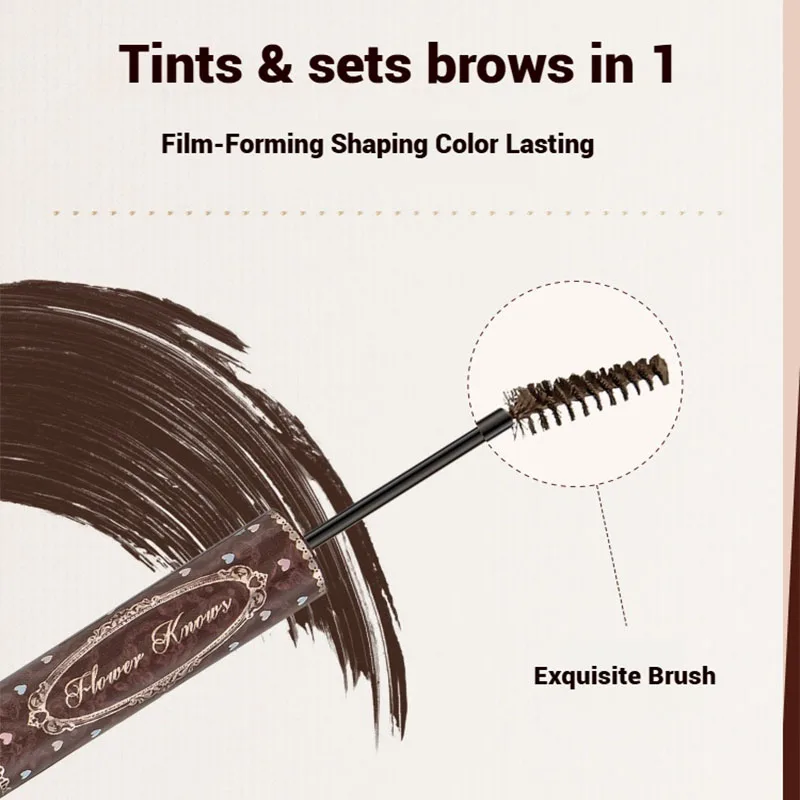 Flor sabe querida urso sobrancelha matiz creme névoa macia lápis de sobrancelha à prova dwaterproof água de longa duração filme-formando maquiagem de sobrancelha