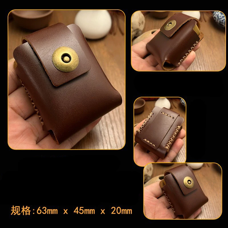 Fashion Large Solid Color Handmade Genuine Leather Kerosene Oil Lighter Armor Machine Belt Holster For Zippo Lighters Supplies