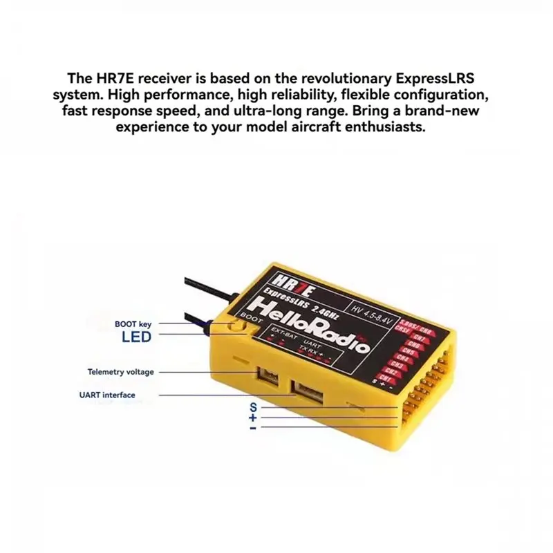 ABUM-HR7E ELRS PWM Receiver 2.4Ghz For Fixed Wing RC FPV Drones- High Sensitivity Long Range RX Expresslrs CRSF Interface B - view 4