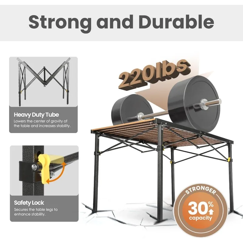 Mesa de acampada plegable y ligera para 4-6 personas, mesa de campamento portátil con mesa enrollable de aluminio y bolsa de transporte