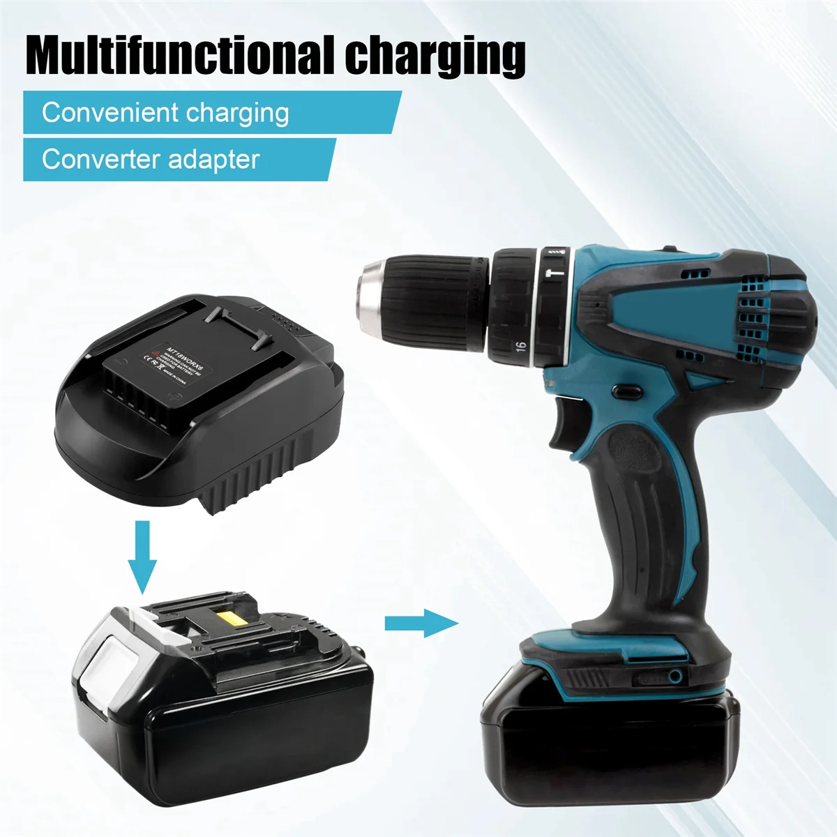ABFKL For Makita 18V BL Series Battery Conversion for WORX 20V 6PIN Lithium Battery Tool Converter Battery Adapter