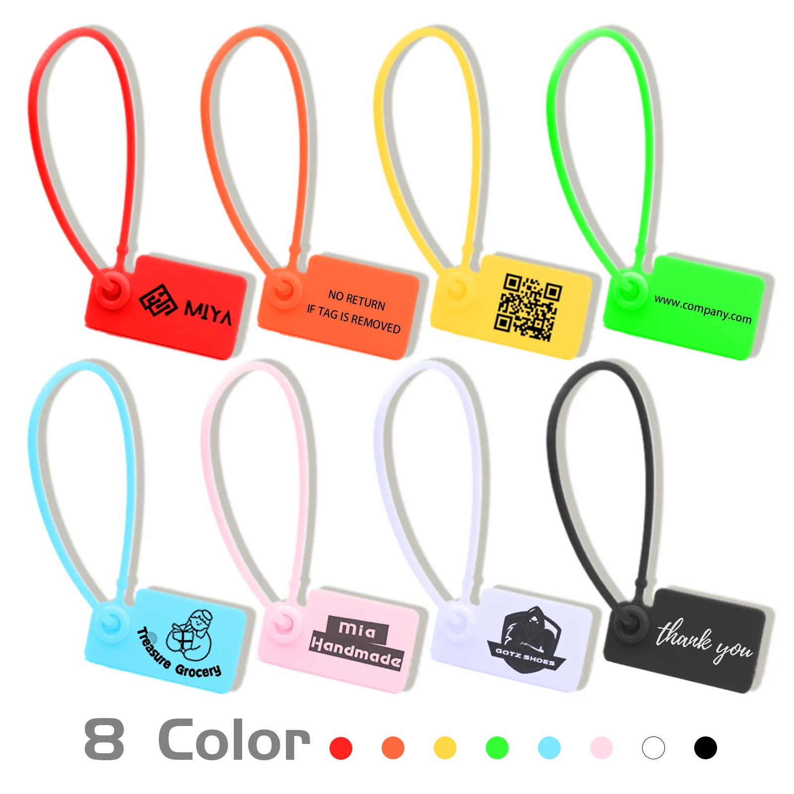 Ancolok 100Pcs Custom Plastic Tags Garment Brand Logo Tag Security of Clothes Shoes Bag Jewelry Second-hand Trading Clothing Tag