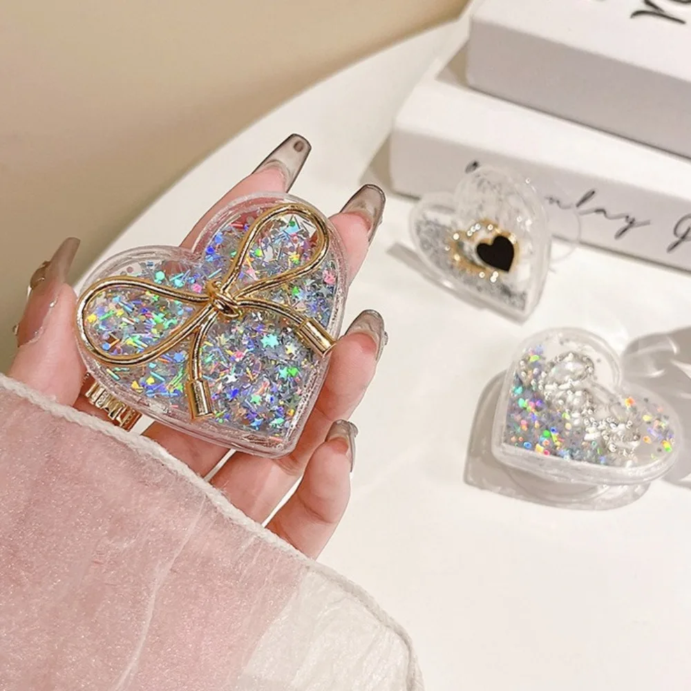 Luxury Sequins Rhinestone Phone Holder Expanding Socket Grip Stand For iPhone For Samsung Love Heart Universal Smart Tok