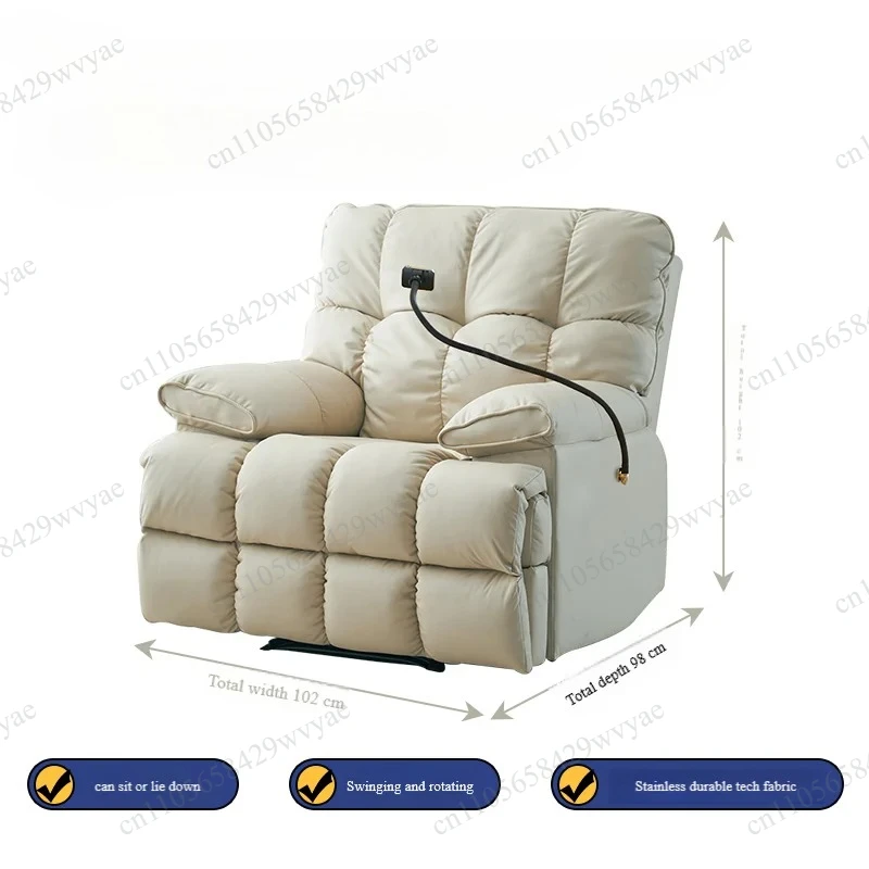 Modern Luxury Single Swivel Electric Recliner Chair Tufted Rocking Lounge Sofa for Living Room Designer Home Furniture