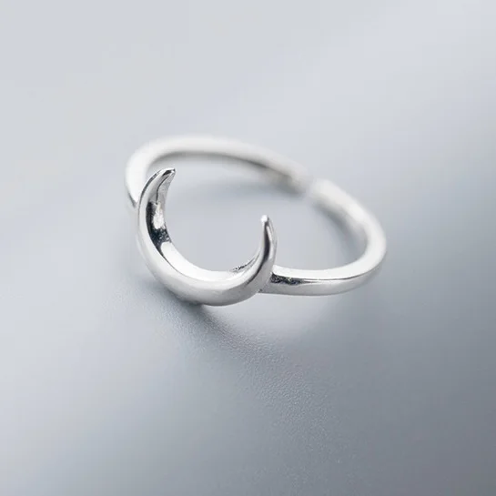 Softpig Ins Real 925 Sterling Silver Moon Verstelbare Ring Voor Mode Vrouwen Klassieke Fijne Sieraden Minimalistische Accessoires