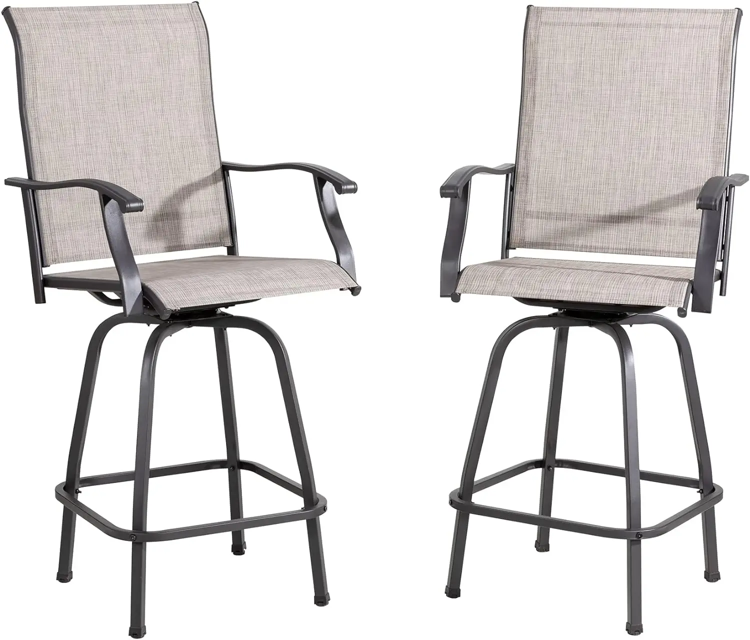 

Comfort Corner 2 Piece Patio Swivel Bar Chairs, Outdoor High Top Bistro Set for Backyard, Lawn Garden, Balcony, Taupe