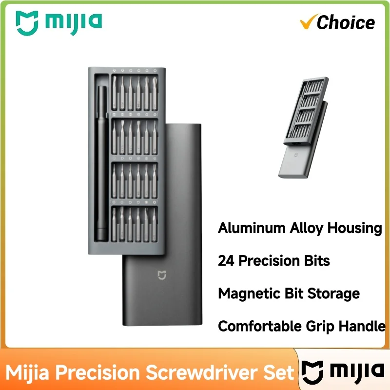Mijia Precision Screwdriver Set 24 in 1 Magnetic Bits Aluminum Alloy Box Household Multi-function Repair Disassembly Tool