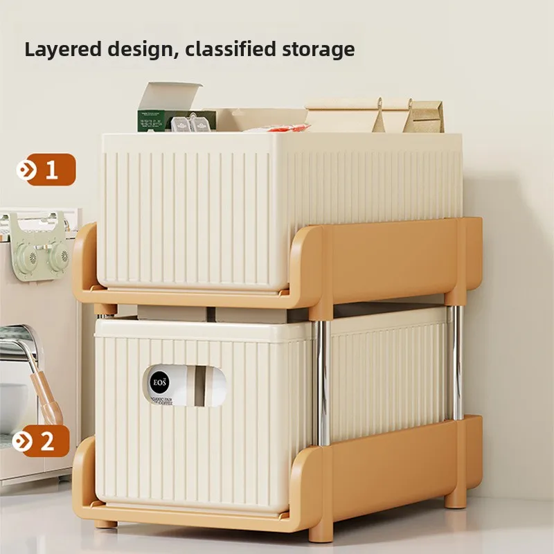 Drawer Type Desktop Storage Rack, Multi-layer Countertop Organizer, Snack Sundries Holder for Kitchen Living Room Tea Table