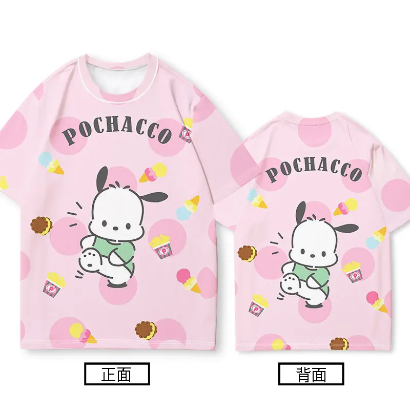 Sanrio Pacha Dog Co-short Sleeve T-shirt Women's Trend Cartoon Printed T-shirt Loose All-match Quick Drying Suit