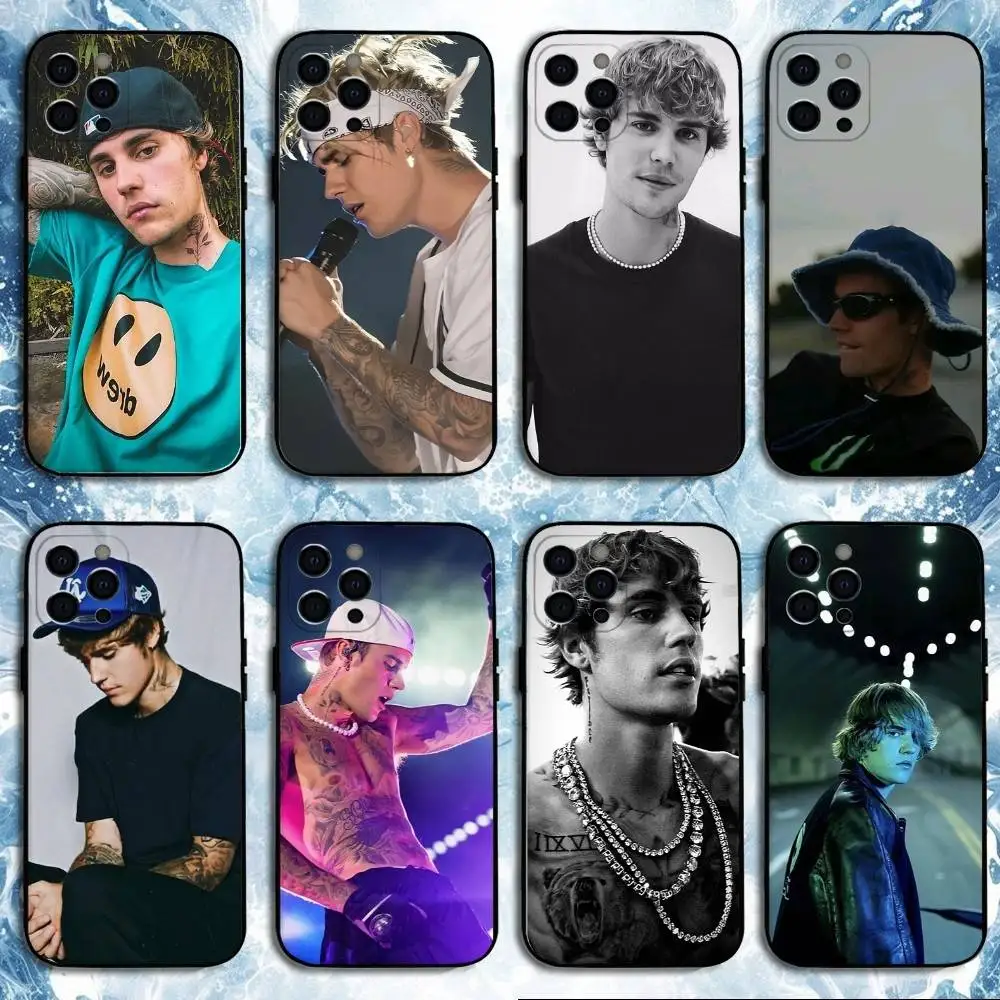 

Singer Justin Bieber Phone Case For iPhone 16,15,14,13,12,11 Plus,Pro Max, Soft Silicone Black Cover