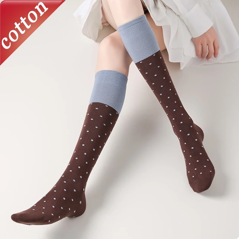 

Women's Stockings Korean Polka Dot Contrasting Sweet Cute Kawaii JK Long Socks Comfortable High-quality Cotton Socks For Girl