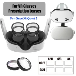 Compatible with Meta Quest 3S/Quest 2 Glasses VR Accessory Upgraded Custom Myopia Optical Lenses with 3-Point Magnetic Frame