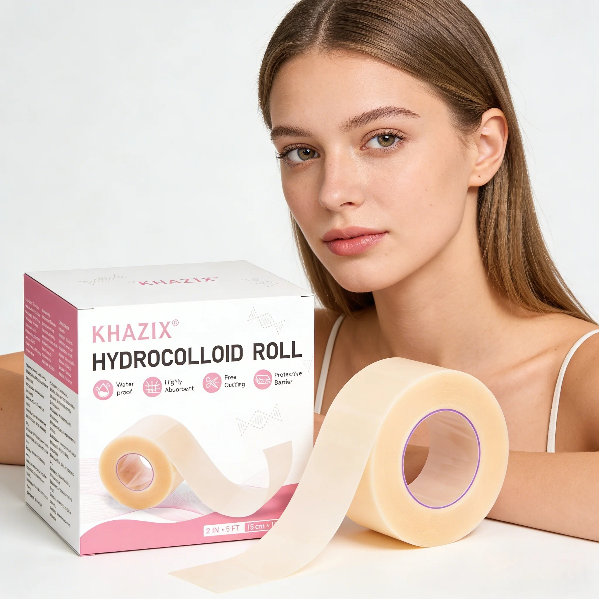 Hydrocolloid Wound Roll Cut-to-Size Patch Bandage Waterproof Super Absorbent First Aid Dressing.