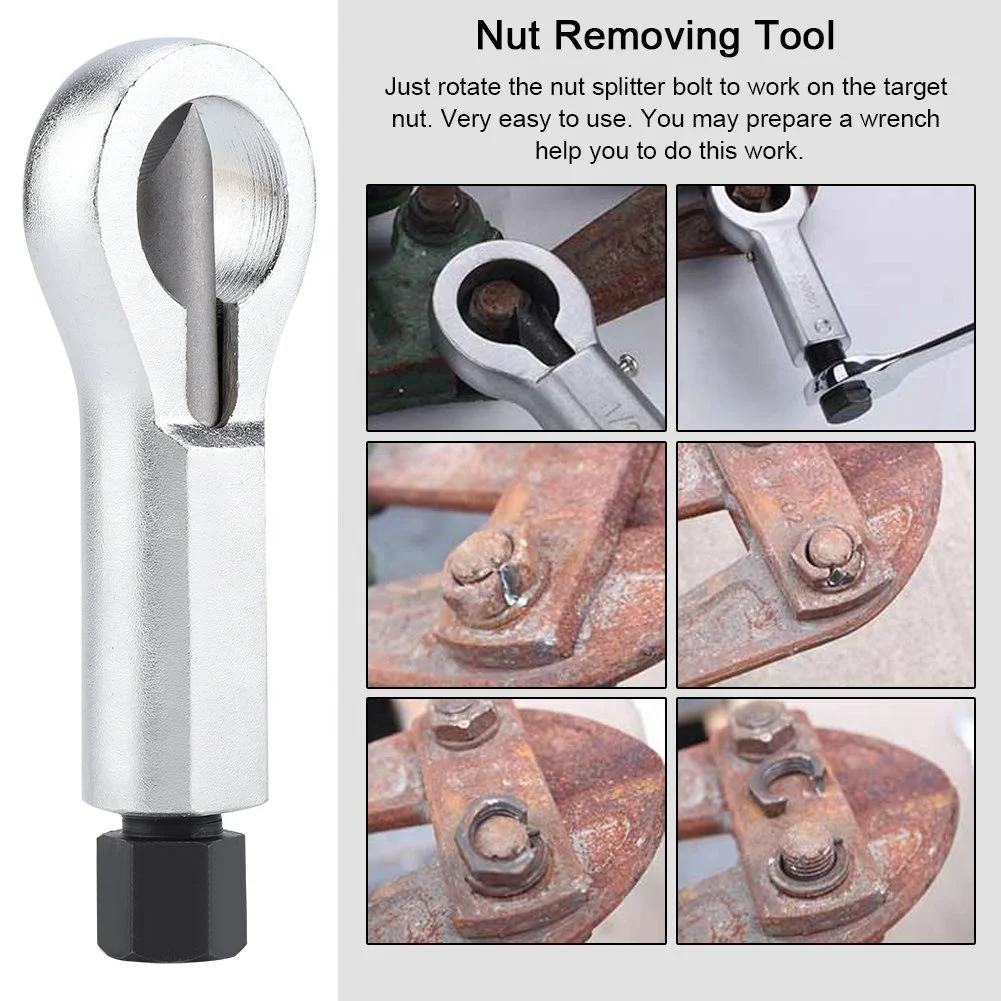 

4 Pieces Nut Removal Tool for Broken Damaged Corroded Screw Nut Bolt Remover Splitter Cracker
